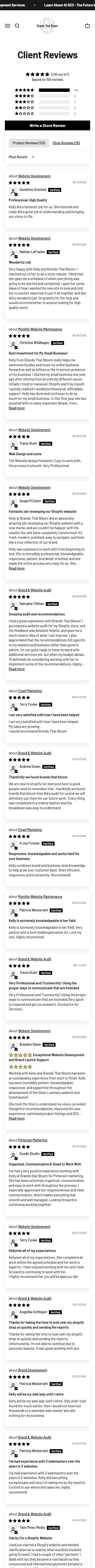 Brands That Bloom homepage on a phone