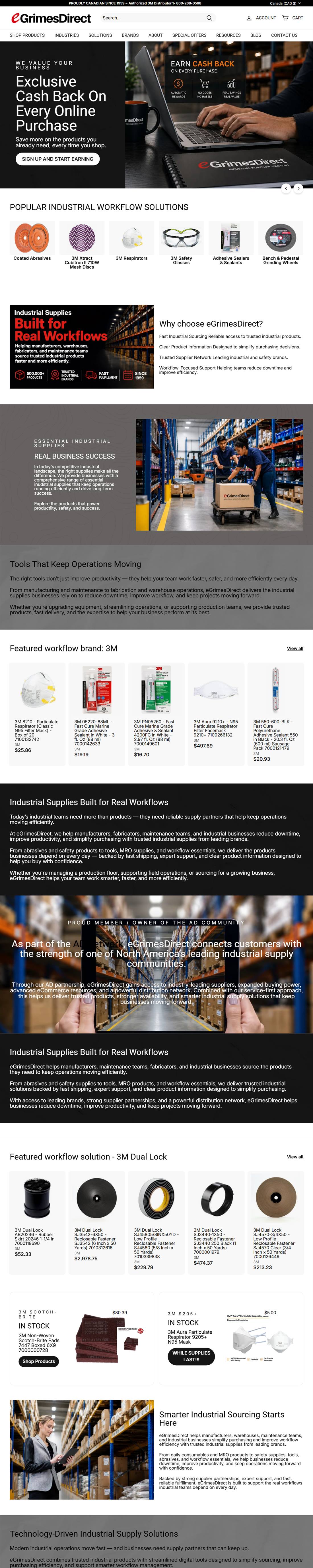 eGrimesDirect homepage on a desktop browser