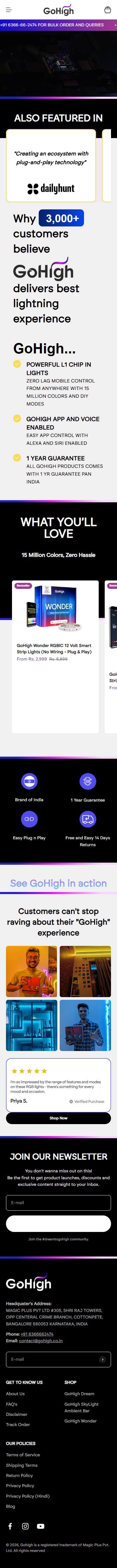 GoHigh homepage on a phone