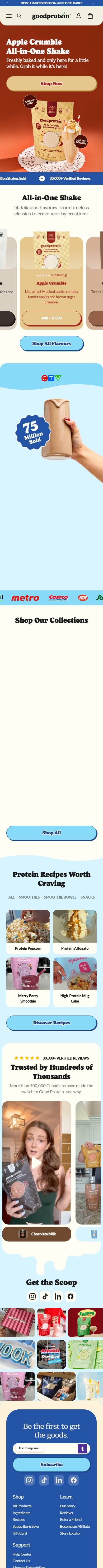 Good Protein homepage on a phone