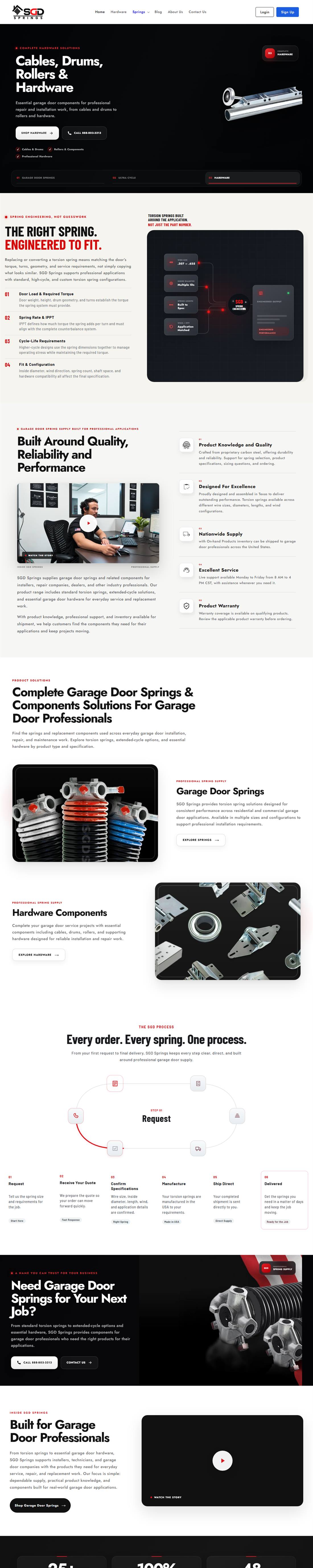 SGD Springs homepage on a desktop browser